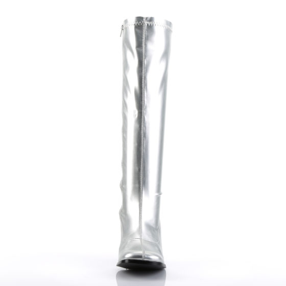 Funtasma GoGo-300 Silver Stretch PU Knee High Boots