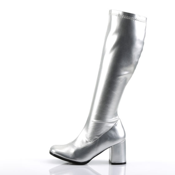 Funtasma GoGo-300 Silver Stretch PU Knee High Boots