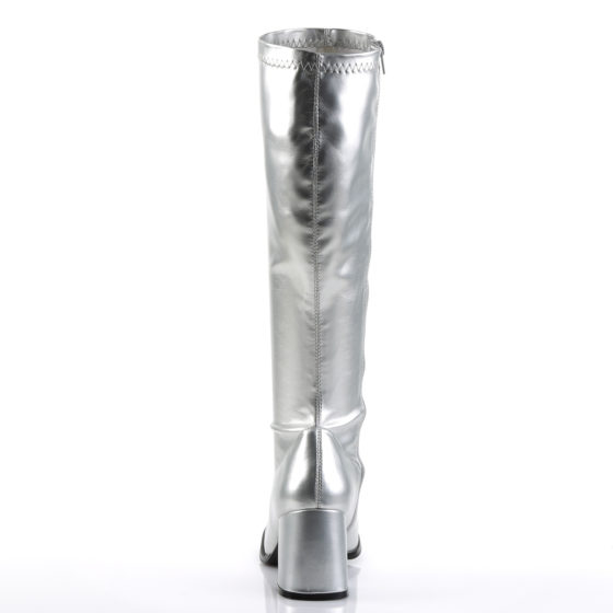 Funtasma GoGo-300 Silver Stretch PU Knee High Boots