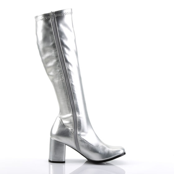 Funtasma GoGo-300 Silver Stretch PU Knee High Boots