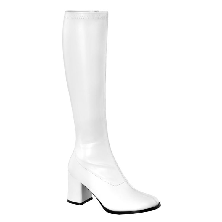 Funtasma GoGo-300 White Stretch PU Knee High Boots