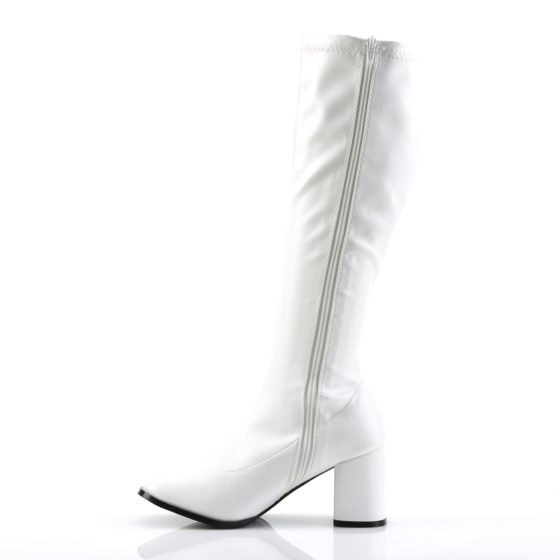 Funtasma GoGo-300 White Stretch PU Knee High Boots