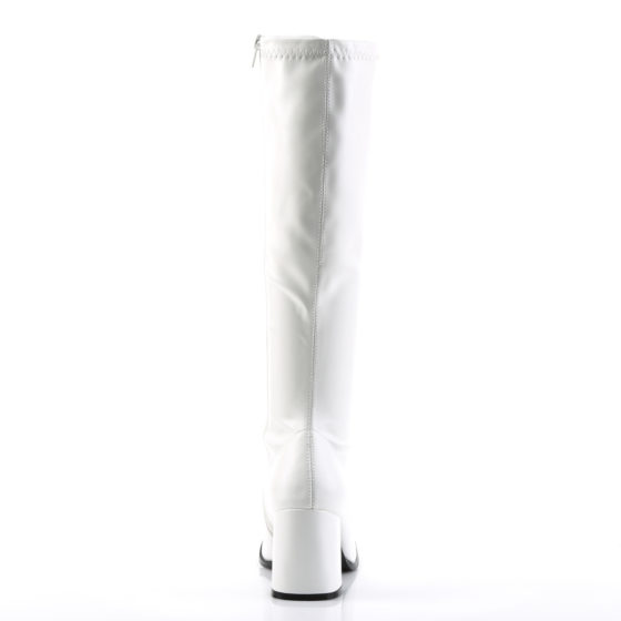 Funtasma GoGo-300 White Stretch PU Knee High Boots