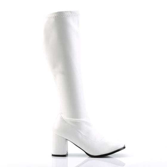 Funtasma GoGo-300 White Stretch PU Knee High Boots