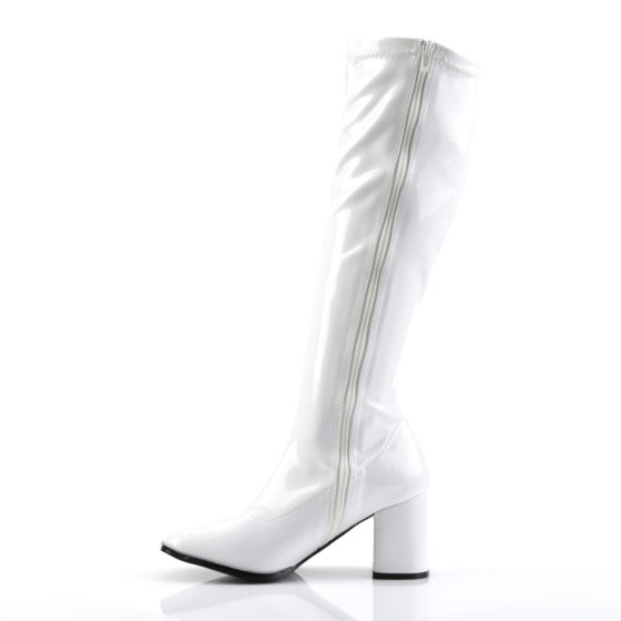 Funtasma GoGo-300 White Stretch Patent Knee High Boots