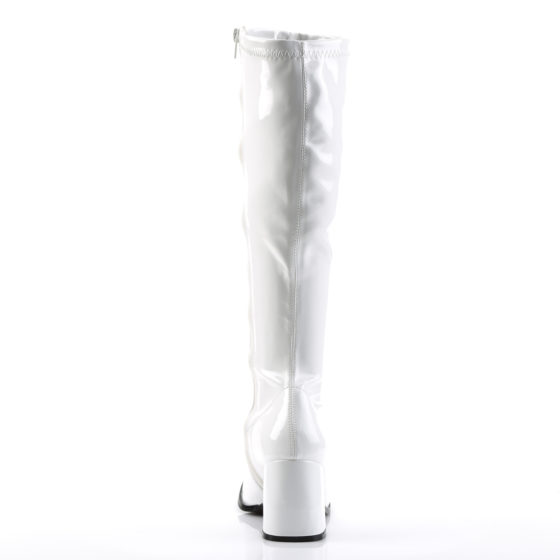 Funtasma GoGo-300 White Stretch Patent Knee High Boots