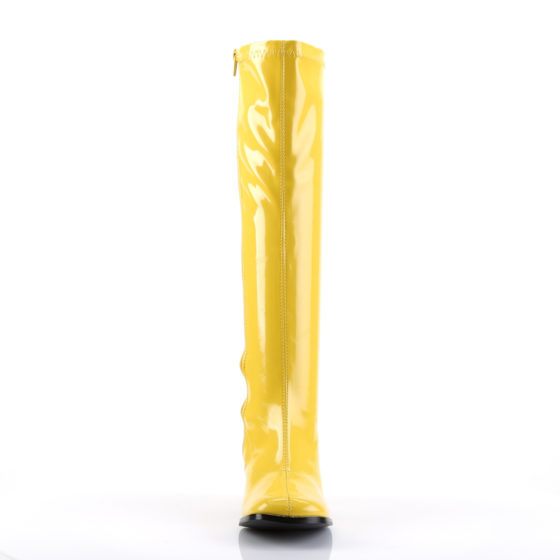 Funtasma GoGo-300 Yellow Stretch Patent Knee High Boots