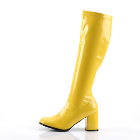 Funtasma GoGo-300 Yellow Stretch Patent Knee High Boots