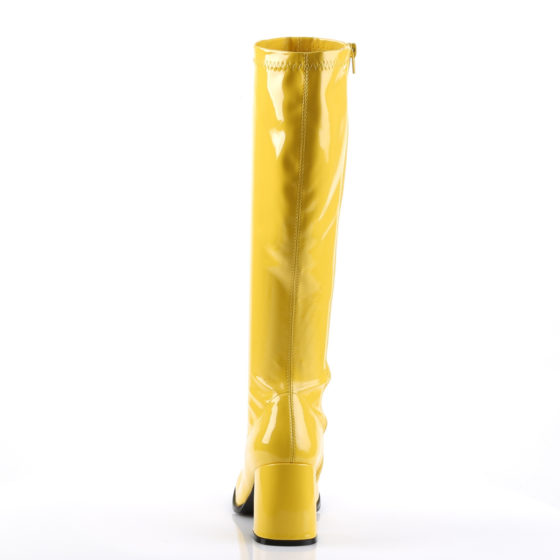 Funtasma GoGo-300 Yellow Stretch Patent Knee High Boots