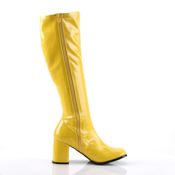 Funtasma GoGo-300 Yellow Stretch Patent Knee High Boots