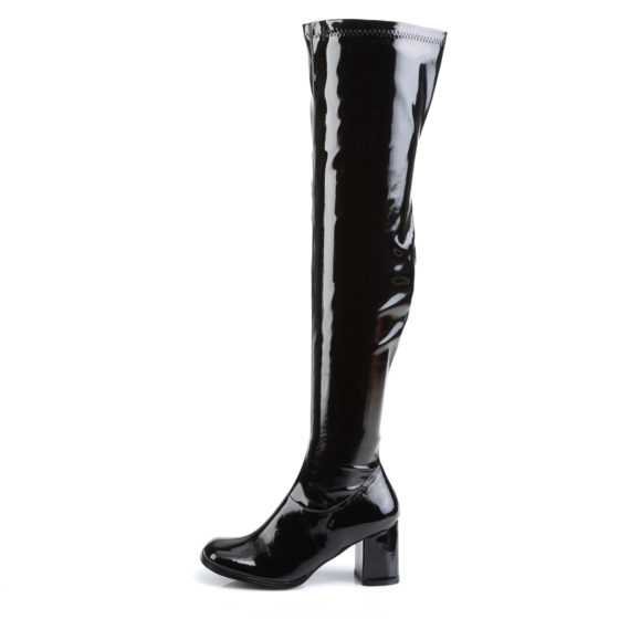 Funtasma GoGo-3000 Black Stretch Patent Thigh High Boots