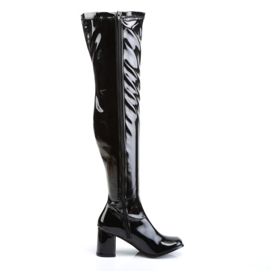 Funtasma GoGo-3000 Black Stretch Patent Thigh High Boots