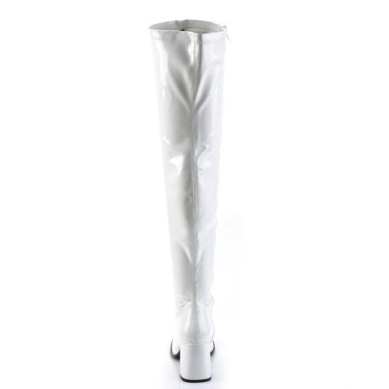 Funtasma GoGo-3000 White Stretch Patent Thigh High Boots