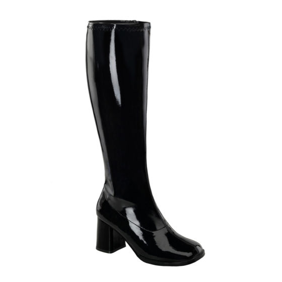 Funtasma GoGo-300WC Black Stretch Patent Wide Shaft Knee High Boots