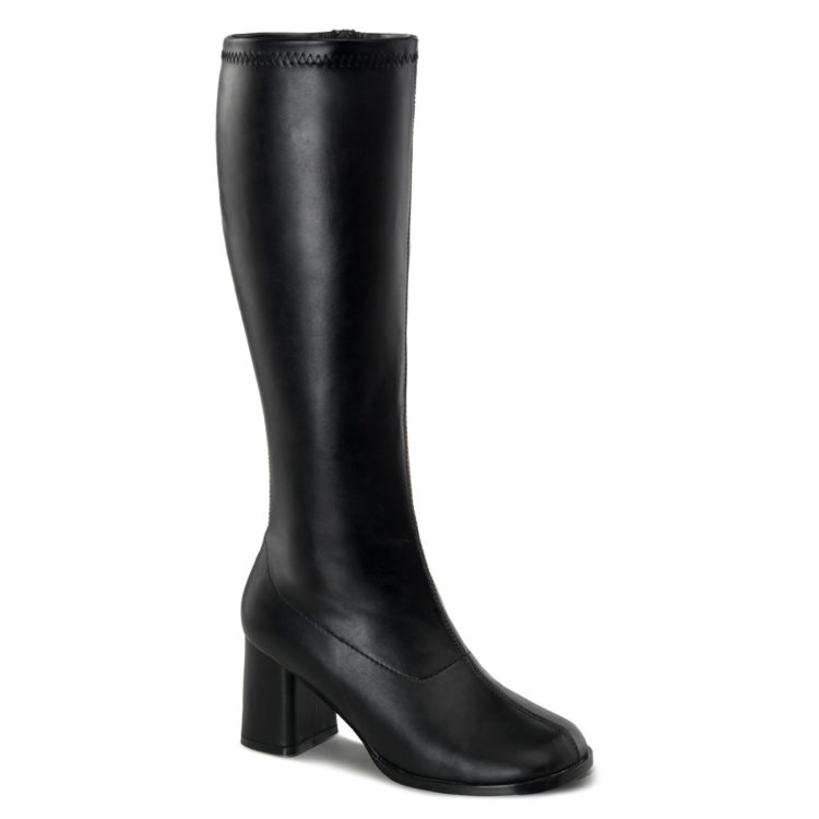 Funtasma GoGo-300WC Black Stretch PU Wide Shaft Knee High Boots