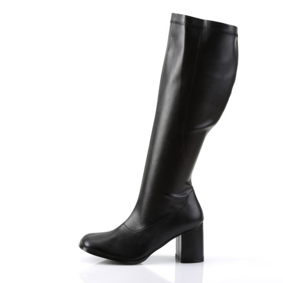 Funtasma GoGo-300WC Black Stretch PU Wide Shaft Knee High Boots