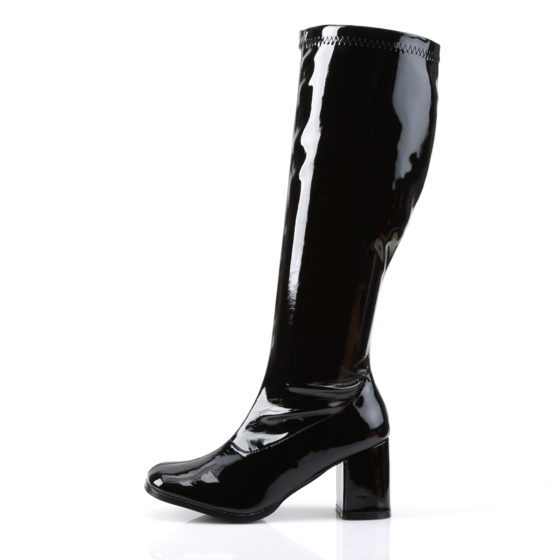 Funtasma GoGo-300WC Black Stretch Patent Wide Shaft Knee High Boots