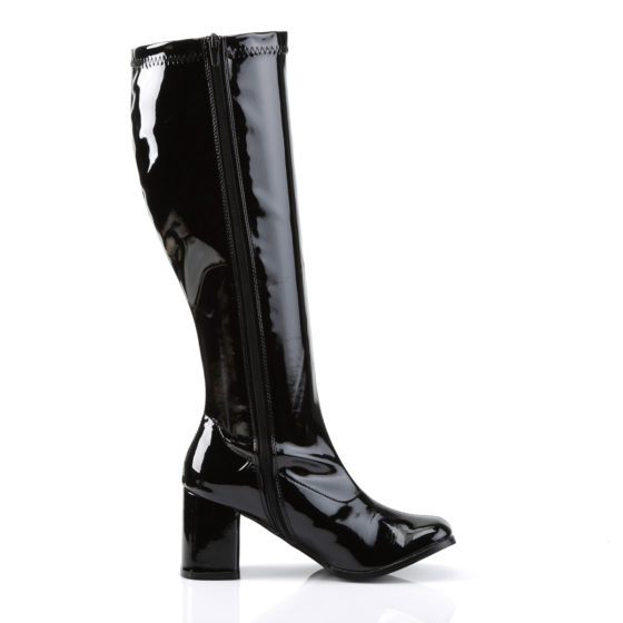 Funtasma GoGo-300WC Black Stretch Patent Wide Shaft Knee High Boots