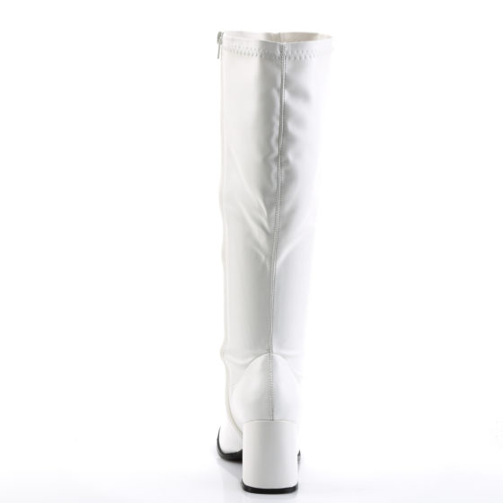 Funtasma GoGo-300WC White Stretch PU Wide Shaft Knee High Boots