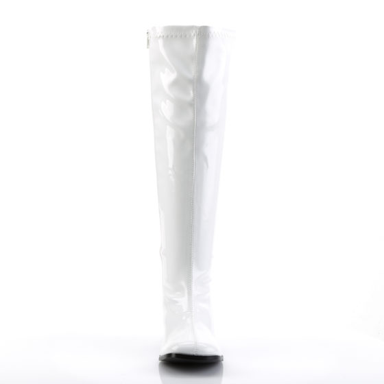 Funtasma GoGo-300WC White Stretch Patent Wide Shaft Knee High Boots