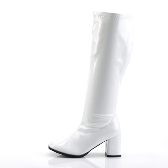 Funtasma GoGo-300WC White Stretch Patent Wide Shaft Knee High Boots