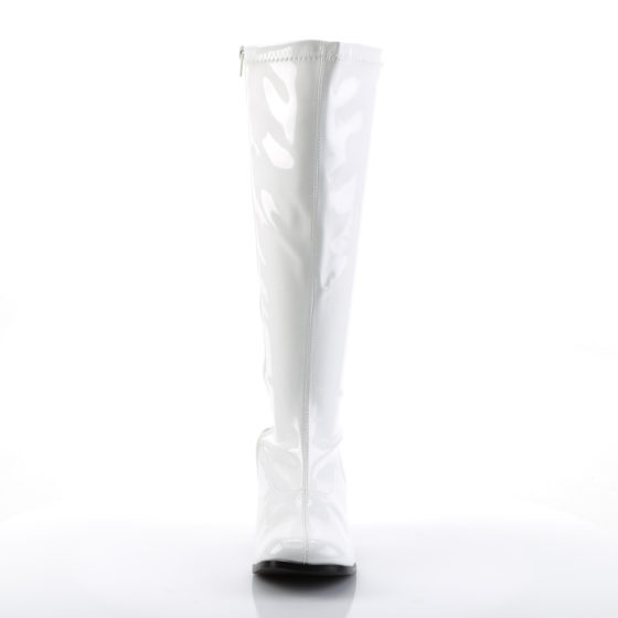 Funtasma GoGo-300x White Stretch Patent Wide Shaft Knee High Boots