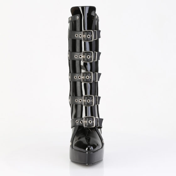 Devious Indluge-1038 Black Patent Ankle Boots