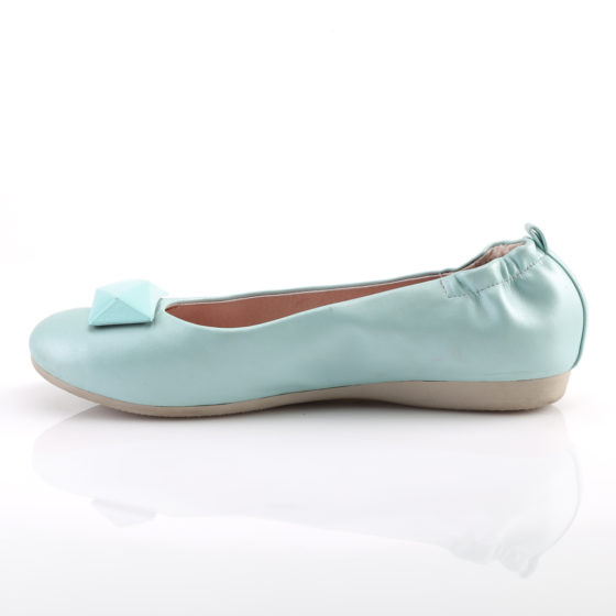 Pin Up Couture Olive-08 Aqua PU Round Toe Foldable Ballet Flats With Geometric Adornment