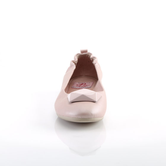 Pin Up Couture Olive-08 Baby Pink PU Round Toe Foldable Ballet Flats With Geometric Adornment