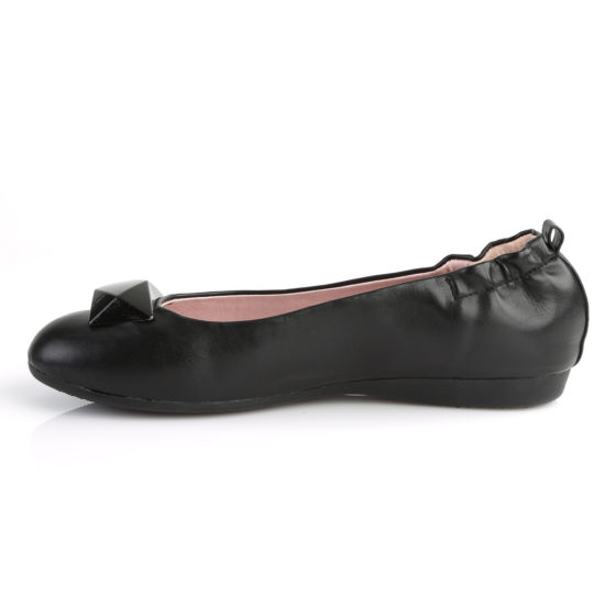 Pin Up Couture Olive-08 Black PU Round Toe Foldable Ballet Flats With Geometric Adornment