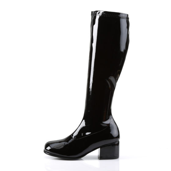 Funtasma Retro-300 Black Stretch Patent Knee High Boots