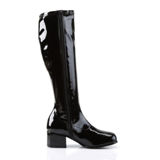 Funtasma Retro-300 Black Stretch Patent Knee High Boots