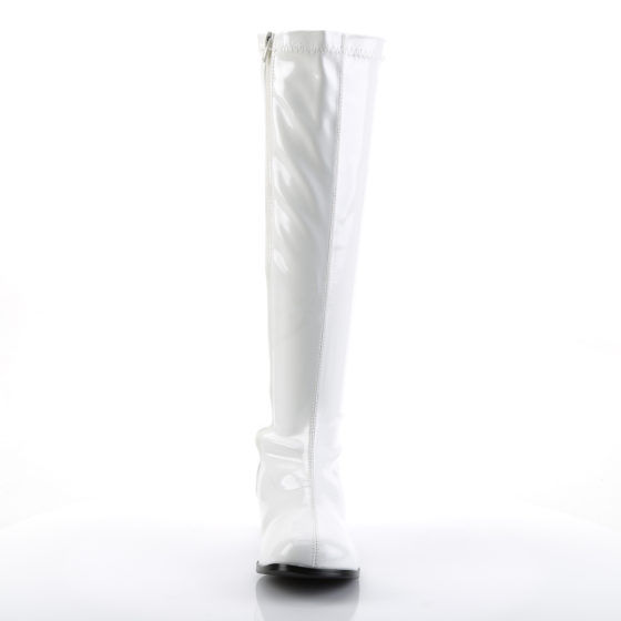 Funtasma Retro-300 White Stretch Patent Knee High Boots