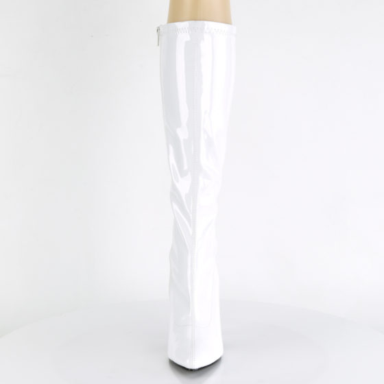 Devious Seduce-2000 White Patent Knee High Boots