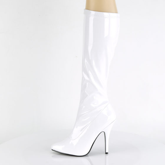 Devious Seduce-2000 White Patent Knee High Boots