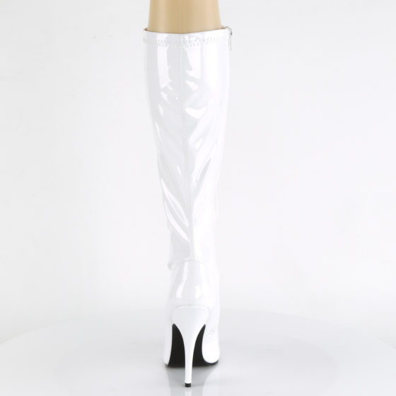 Devious Seduce-2000 White Patent Knee High Boots