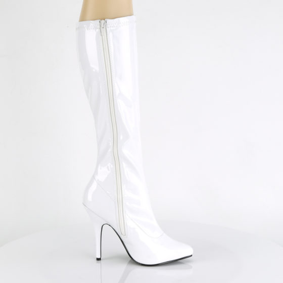 Devious Seduce-2000 White Patent Knee High Boots