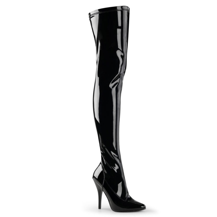 Devious Seduce-3000 Black Patent Thigh High Boots