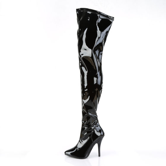 Devious Seduce-3000 Black Patent Thigh High Boots