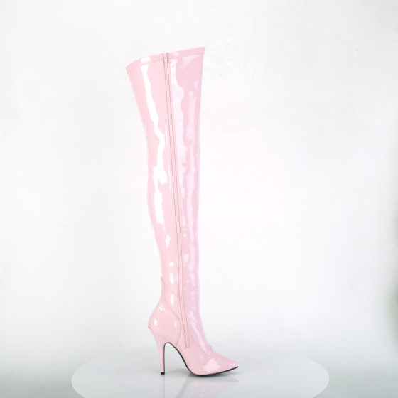 Devious Seduce-3000 Baby Pink Patent Thigh High Boots