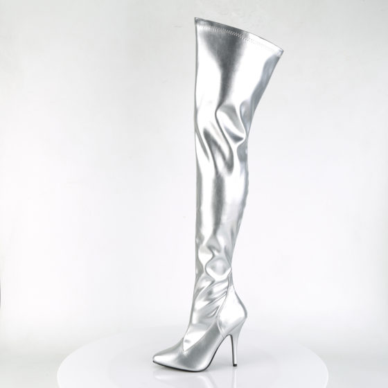 Devious Seduce-3000 Silver PU Thigh High Boots