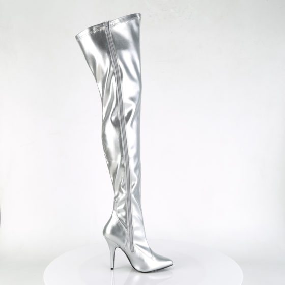 Devious Seduce-3000 Silver PU Thigh High Boots