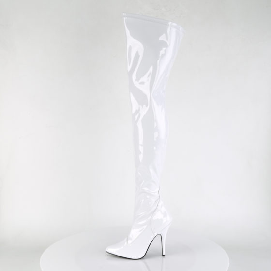 Devious Seduce-3000 White Patent Thigh High Boots