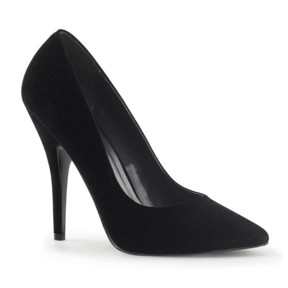 Pleaser Seduce-420 Black Velvet Court Shoes