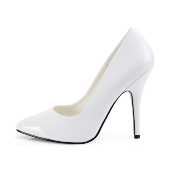 Pleaser Seduce-420 White Patent Court Shoes