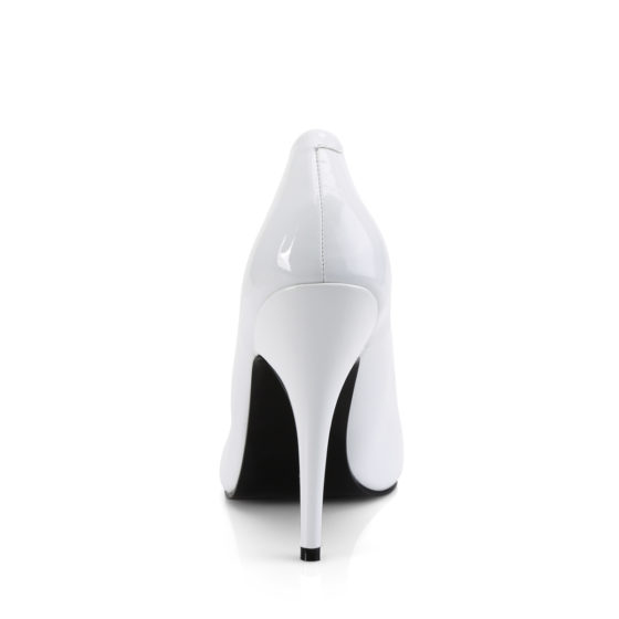 Pleaser Seduce-420 White Patent Court Shoes