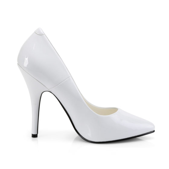 Pleaser Seduce-420 White Patent Court Shoes