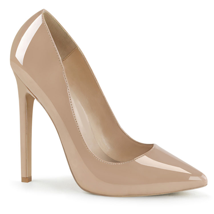 Pleaser Sexy-20 Nude Patent High Heel Court Shoes