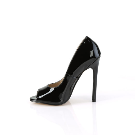 Pleaser Sexy-42 Black Patent High Heel Peep Toe Court Shoes