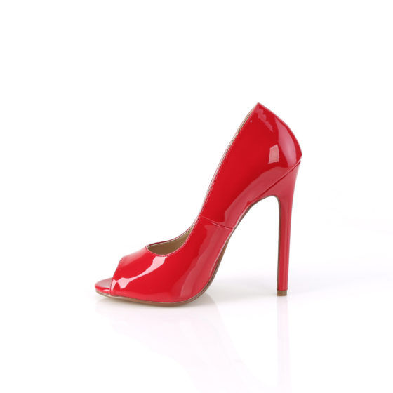 Pleaser Sexy-42 Red Patent High Heel Peep Toe Court Shoes